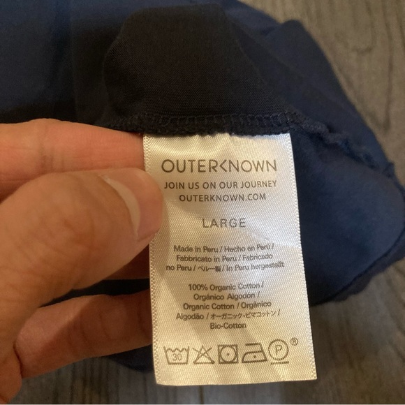 Outerknown Shirt Mens Size Large Blue Short Sleeve Organic Cotton Outdoors Flaws - Picture 4 of 6